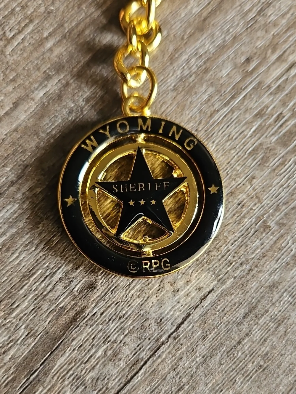 New Wyoming Sheriff Star Gold Souvenir Keychain